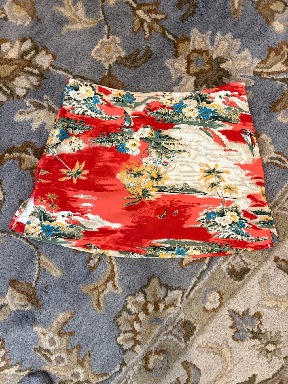 Vintage Tropical Print Swim Mini Skirt
